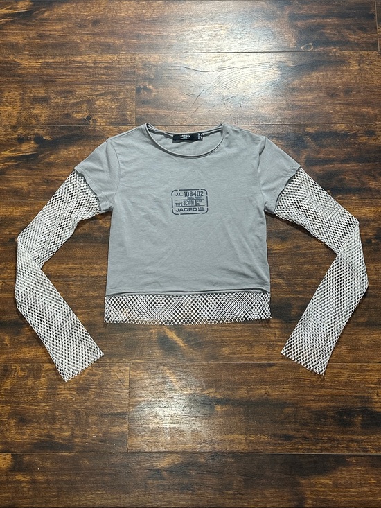 Jade Tops - 🕸️🩶 Jaded London Mesh Sleeve Crop Top Grunge 🕸️ (Size 8)